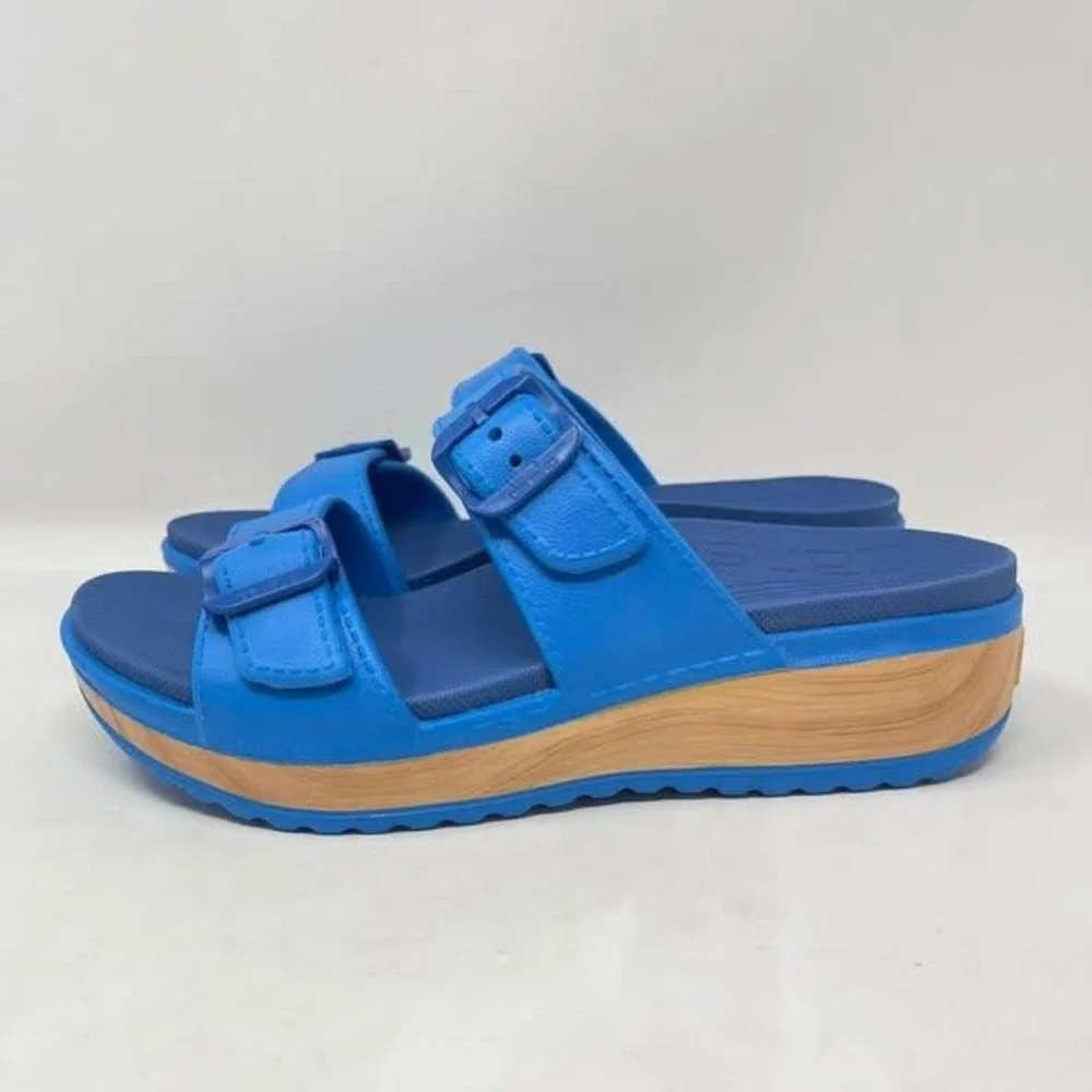 Dansko Kandi Comfort Wedge Sandals Womens 40 Blue Molded EVA Comfort 2-Strap